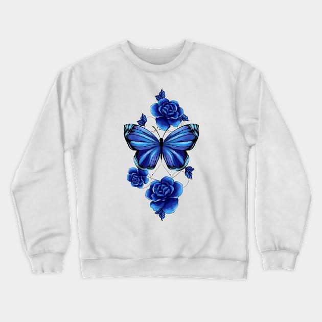 Metamorphosis blue butterfly Crewneck Sweatshirt by eternalshadeart